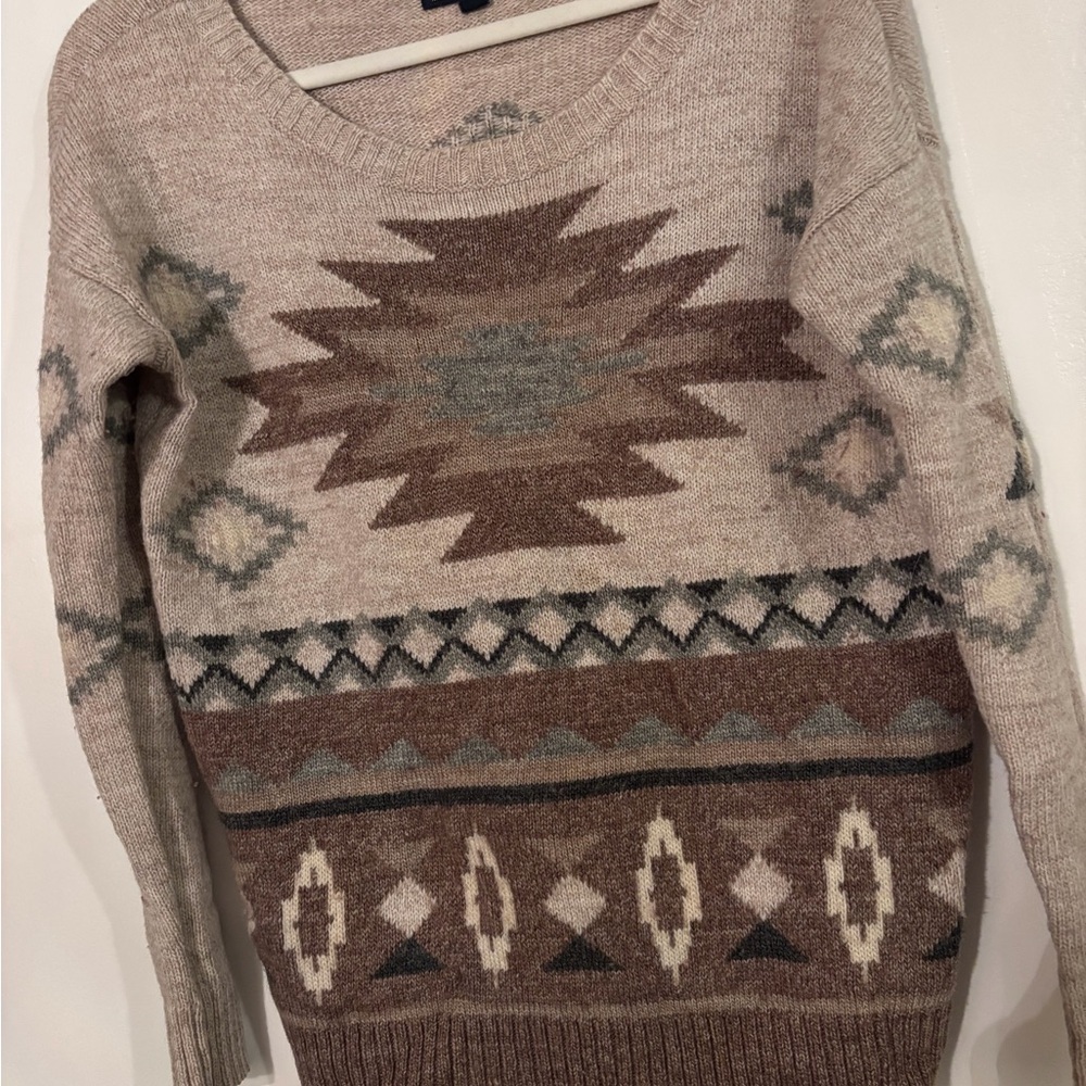 American Eagle | Women's Beige Patterned Sweater | Size XS - Picture 3 of 8